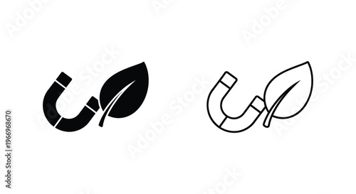 a black and white magnet with a leaf Vector