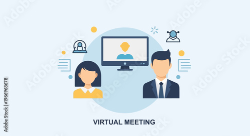 Virtual Meeting Concept: Diverse People Connecting Online via Video Conference