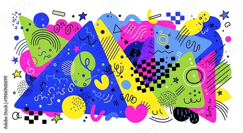 Vibrant colorful geometric shapes pattern art.