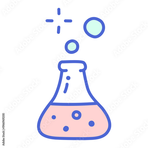 Enchanting Alchemy: A cartoon illustration of a bubbling flask hints at a brewing potion, perfect for science-themed content. 