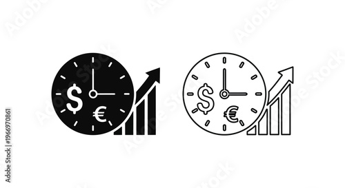 clocks with dollar and euro symbols on white background Vector