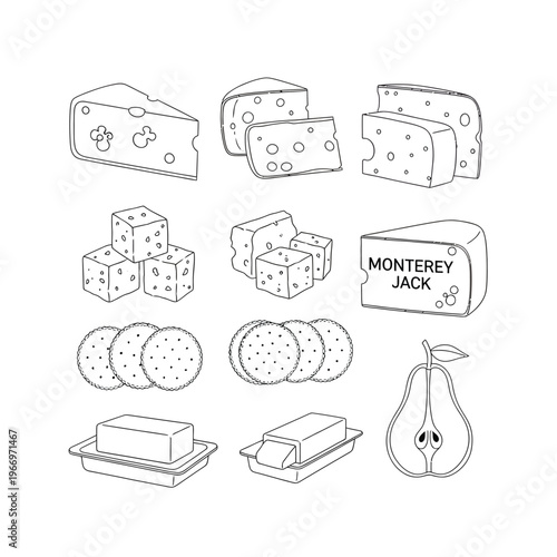 Assorted cheeses, crackers, and a pear for snack pairing