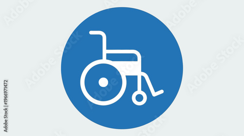A clear blue circle icon with a distinct white wheelchair symbol, universally representing accessibility and designated areas for people requiring mobility assistance