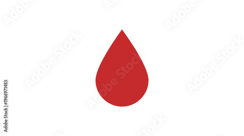 A Single Red Blood Drop Icon on a White Background Symbolizing Health and Medicine