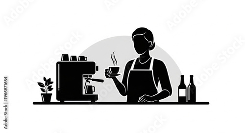 Barista making coffee with espresso machine at cafe.