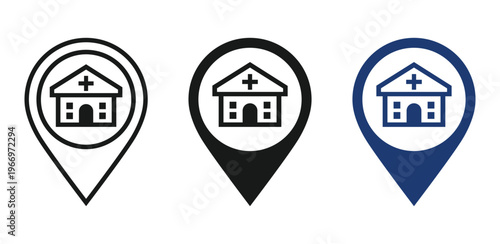 Hospital Location Pin Icon – Medical Location Pointer Vector Design