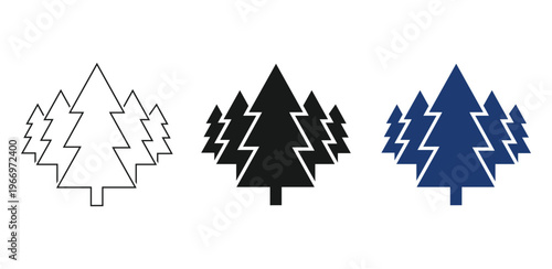Pine Tree Icon Collection – Nature Forest Evergreen Vector Set