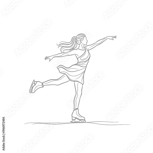 Elegant figure skater performing a graceful pose on ice