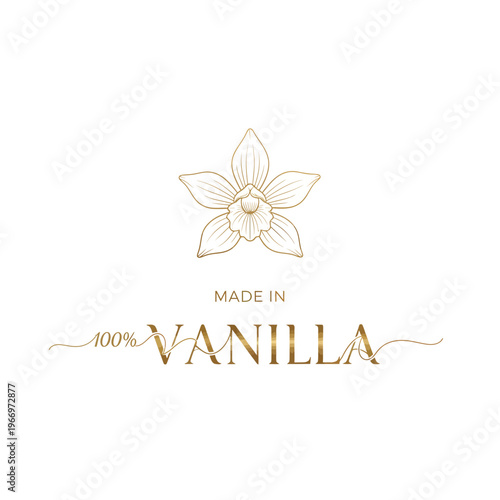 Elegant logo showcasing a vanilla flower and pure vanilla extract text