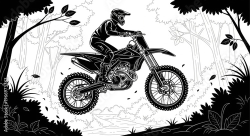 Motocross rider in mid-air during a race.