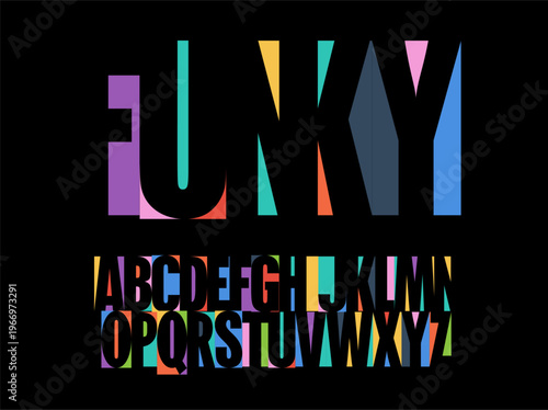 Color Font Logo Tall Alphabet Game High Bold Letter Set Modern Typography, Creative Typographic Design for Art Title Text, Colours Poster Headline, Type Symbol Logotype, Colours Fonts. Vector Typeface