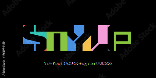 Color Font Logo Alphabet Bauhaus Art Letter Set Modern Typography, Creative Typographic Design for Title Text, Colours Poster Headline, Type Symbol Logotype, Negative Space Fonts. Vector Typeface.