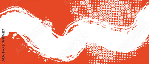 Abstract Orange and White Halftone Wave Texture Background
