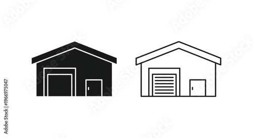 a pair of black and white garage icons Vector