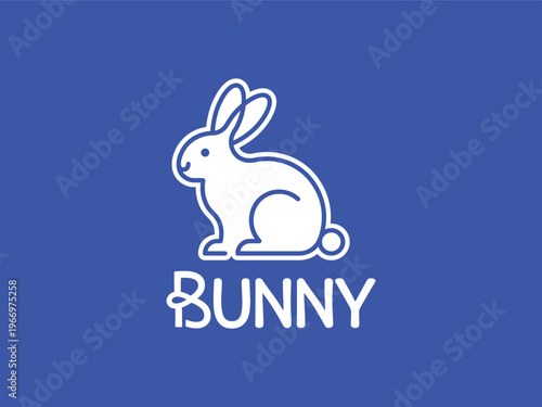 Modern and minimalist cute bunny vector logo design for business.
