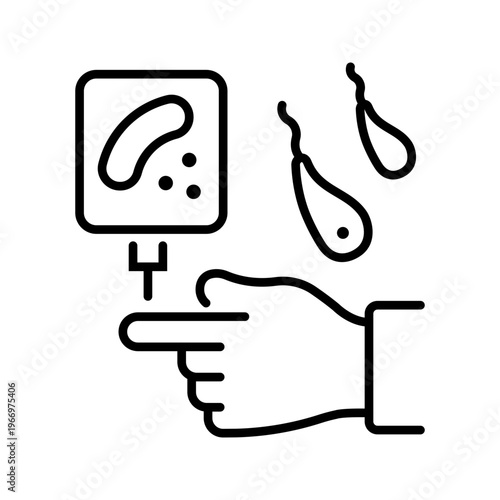 Blood test icon. Healthcare and hematology line symbol. Black and white.