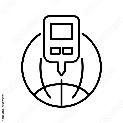 Blood glucose meter icon. Healthcare and diabetes line symbol. Black and white.