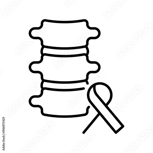 Bone marrow cancer icon. Healthcare and oncology line symbol. Black and white.