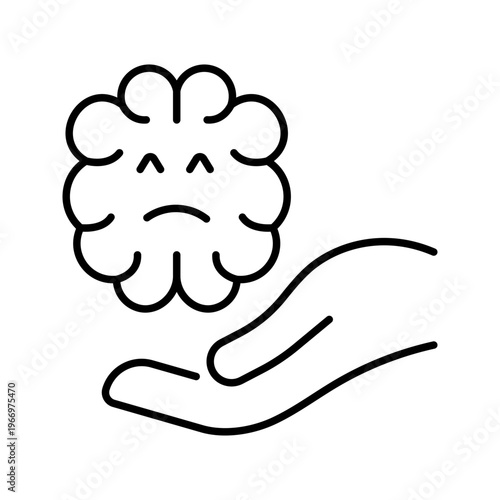 Brain disorder icon. Healthcare and neurology line symbol. Black and white.