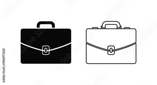 briefcase icons in black and white Vector