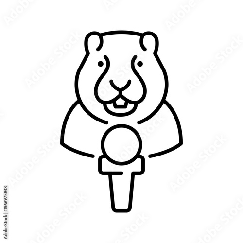Groundhog interview icon. Media and news interview line symbol. Black and white.
