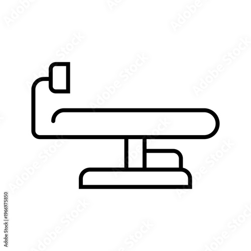 Hospital bed icon. Healthcare and hospital equipment line symbol. Black and white.
