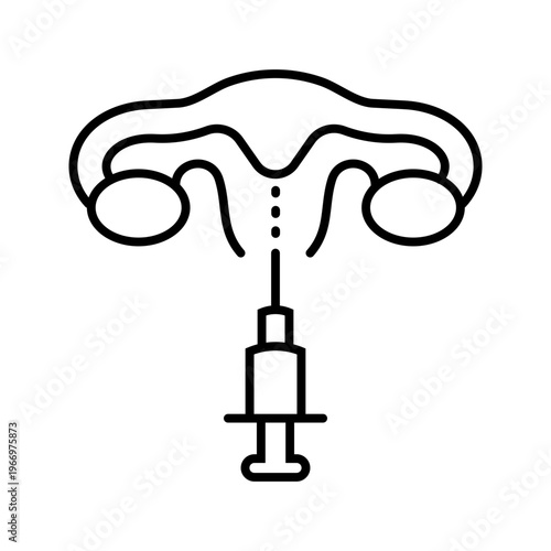 Intrauterine insemination icon. Healthcare and reproductive medicine line symbol. Black and white.