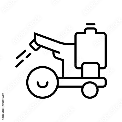 Irrigation machine icon. Industry and irrigation equipment line symbol. Black and white.