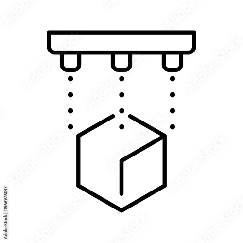 3d printing icon. Industry and additive manufacturing line symbol. Black and white.