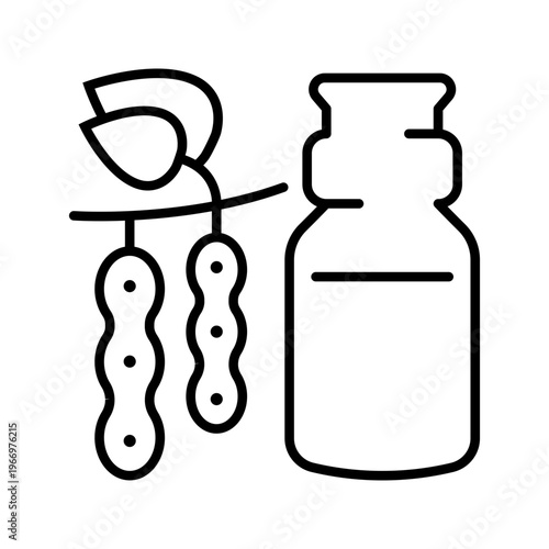 Soybean oil icon. Food and soy oil line symbol. Black and white.