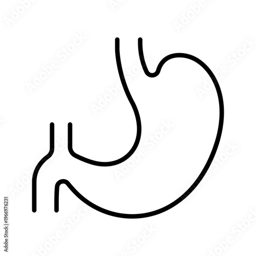 Stomach organ icon. Healthcare and digestive system line symbol. Black and white.