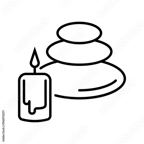 Stone massage icon. Healthcare and spa treatment line symbol. Black and white.