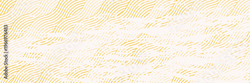 Yellow instant noodle, pasta and spaghetti texture with geometric wavy lines. Ramen, pasta vector pattern.