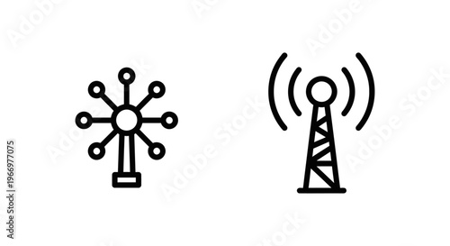 Telecommunications technology array and antenna network icons