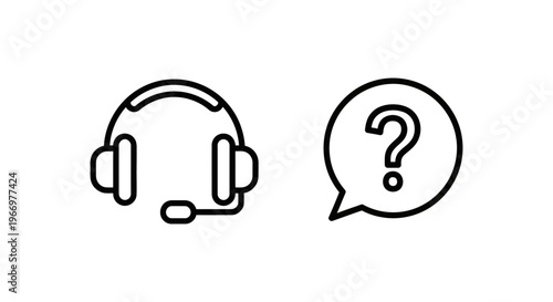 Customer support headset and question mark bubble icons