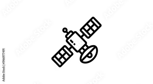 Low earth orbit satellite icon with text label for aerospace and technology concepts