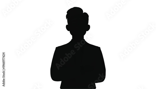 Silhouette of a person with crossed arms suggests confidence, authority, or a waiting professional stance.