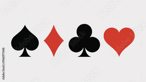 our suits of a standard playing card deck in a row