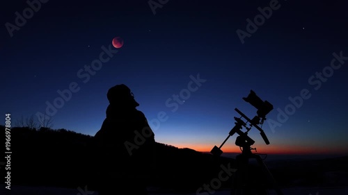 Amateur astronomer observing stars, planets, Moon eclipse and other celestial objects.