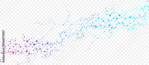 Structure molecule and communication. Dna, atom, neurons. Scientific concept for your design. Connected lines with dots. Medical, technology, chemistry, science background. illustration