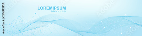 Global network connection website header or banner design. Abstract background with connecting dots and lines. Global business. Social network communication. Internet technology. Vector illustration