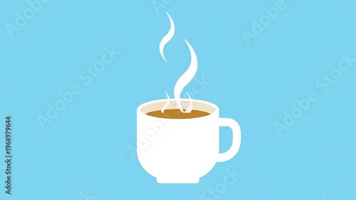 Steaming Hot Coffee in White Mug.