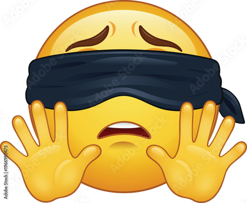 Blindfolded Emoji With Hands Out Worried Design