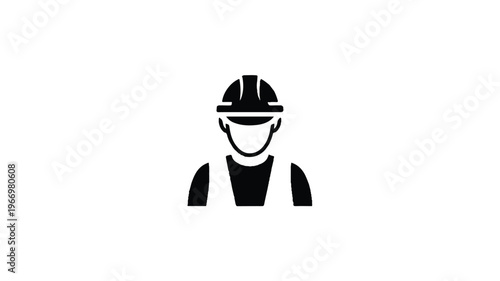 construction worker icon with hard hat and vest