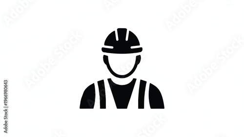 Construction worker icon with hard hat and vest