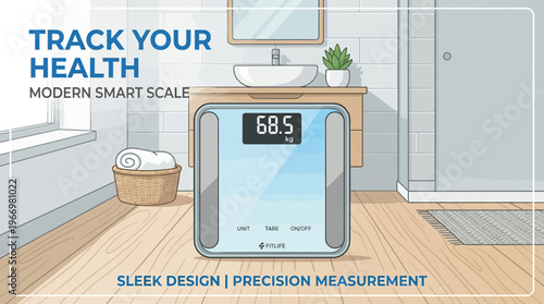 Modern Smart Scale in a Bathroom Setting