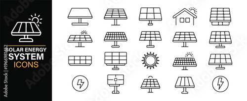 Alternative energy and solar panel icon collection