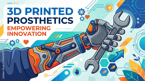 3D Printed Prosthetic Arm Holding Wrench Innovation Concept