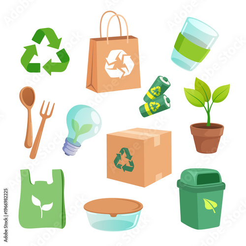 Set of green ecology icons vector