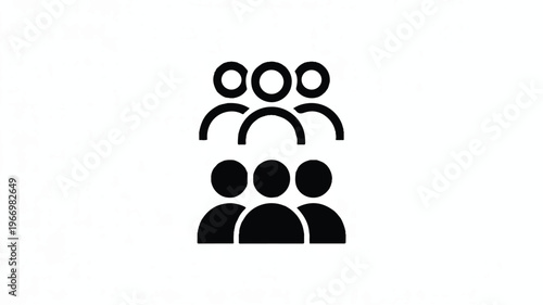 icon of people standing in two rows on white background